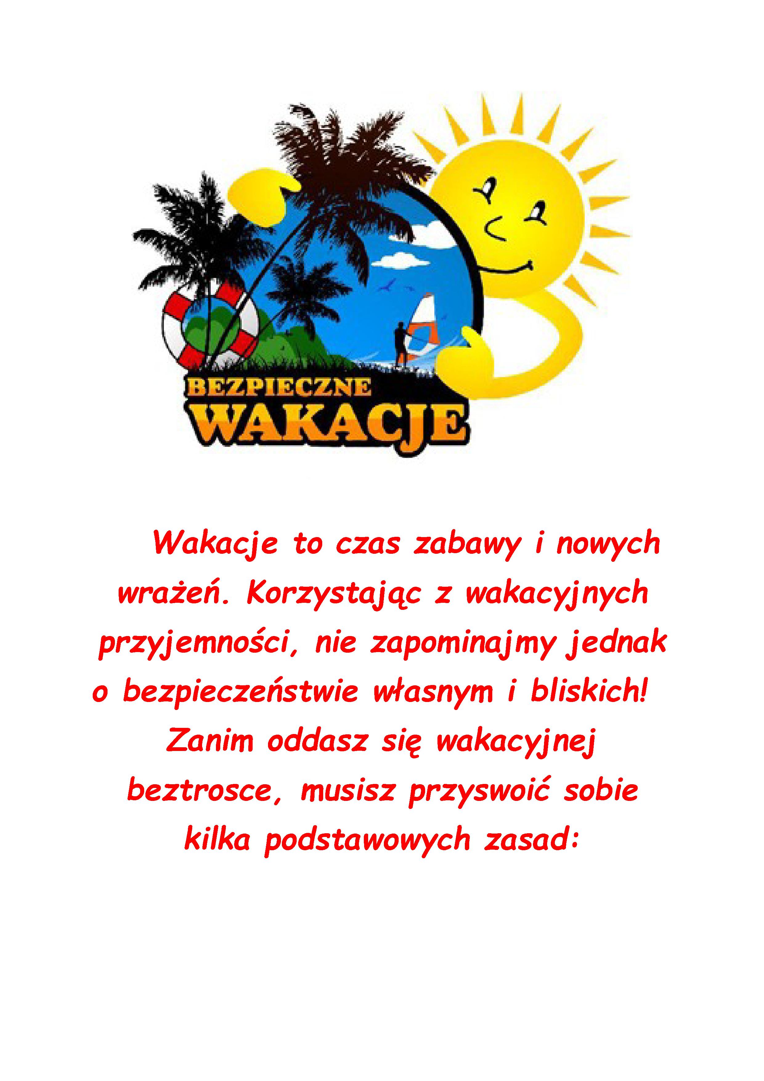 Bezpieczne Wakacje - Szkola Podstawowa Nr 9