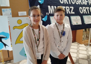 Oliwia Banaszkiewicz i Miłosz Wawrzyn w Szkole Podstawowej nr 10.