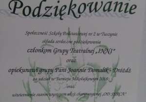 Grupa Teatralna INNI wsparła akcję charytatywną OD SERCA w Tuszynie