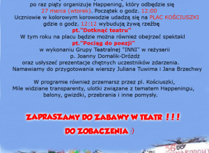 Zaproszenie na happening i spektakl teatralny 