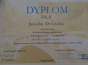 Jakub Dróżdż wyróżniony w konkursie fotograficzno-literackim