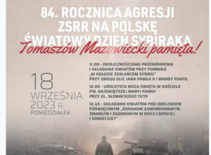 84.rocznicy agresji sowieckiej na Polskę 17 września 1939r. - Światowy Dzień Sybiraka.